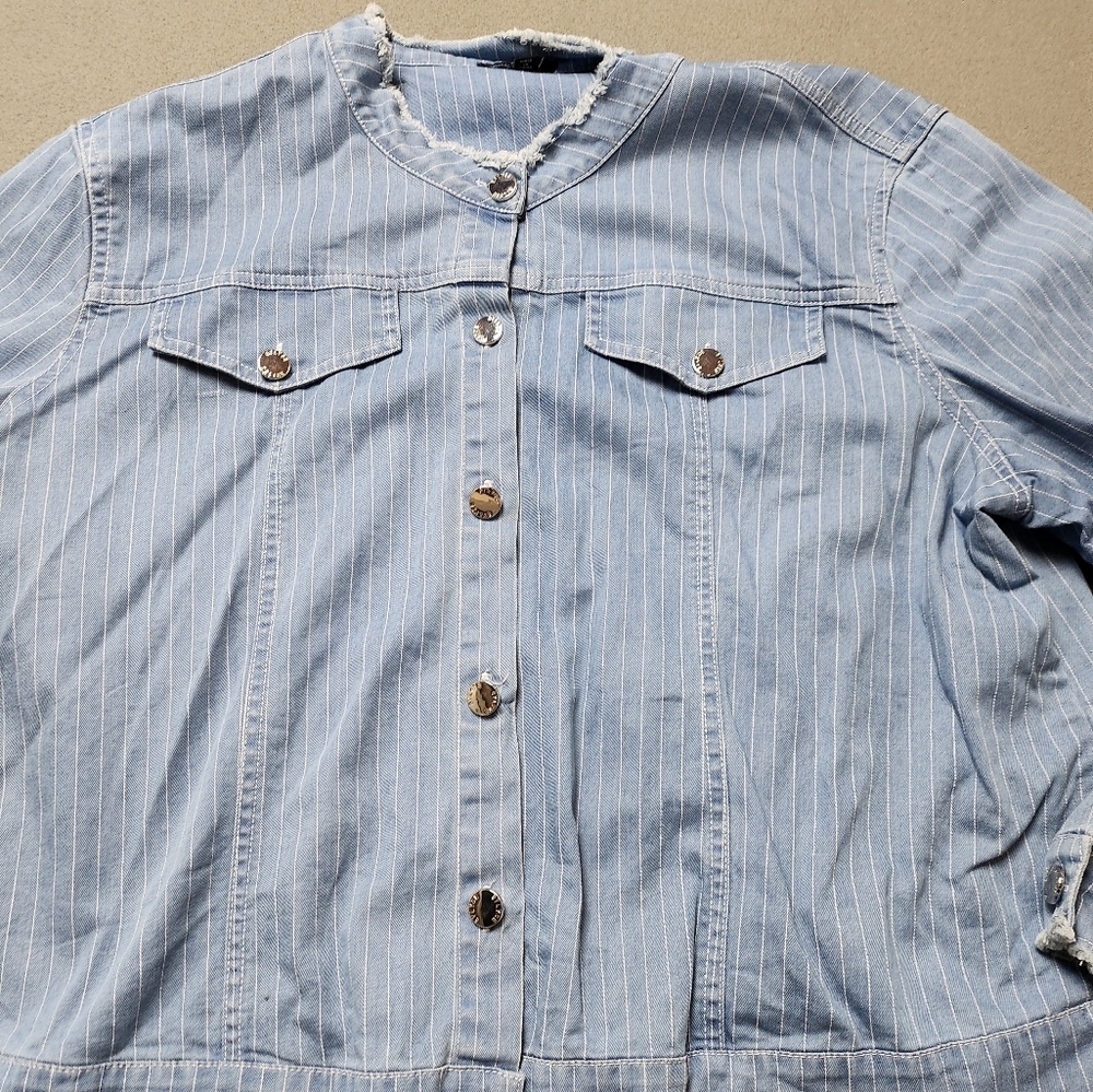 Bylyse Pinstripe Light Denim Jacket Colourful Size XXL - Picture 3 of 12